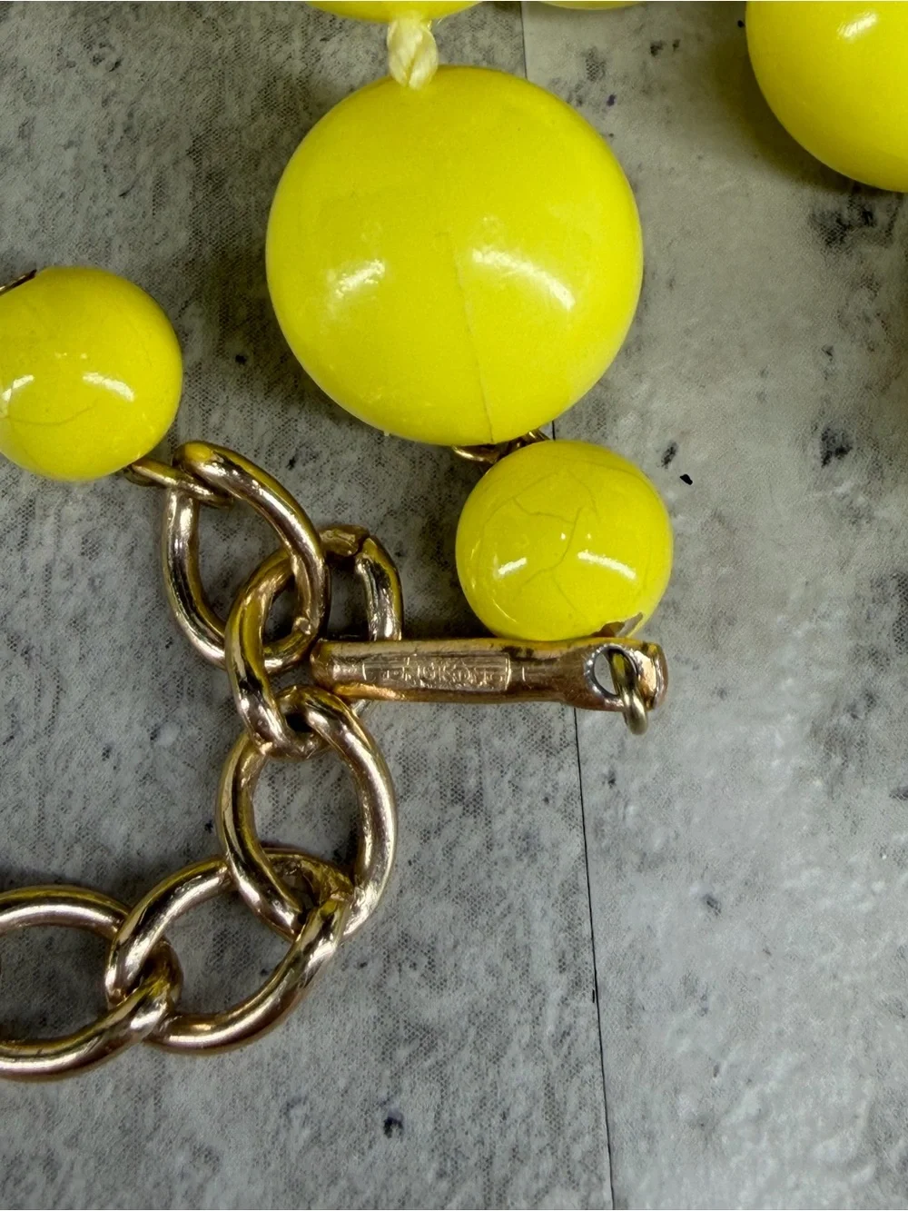 Vintage Hong Kong Bright Yellow Necklace Lucite Jewelry Colorful signed